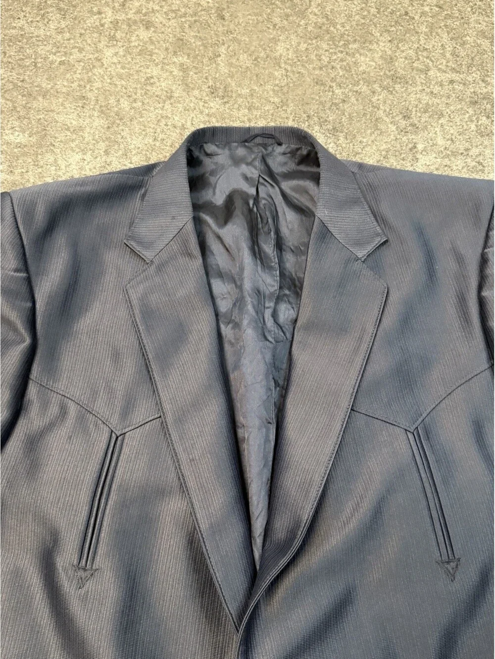 Circle S Western Sport Coat Blazer Mens 46L Blue 2 Button Cowboy USA Vintage
